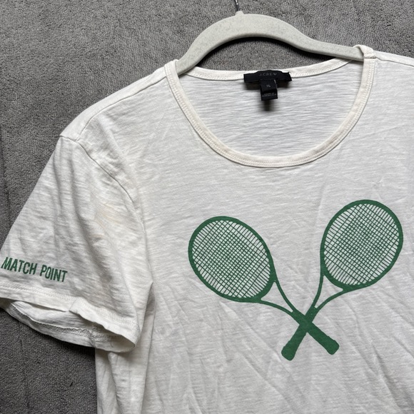 J.‎ Crew Match Point T Shirt Womens XL White Tennis Graphic Pickleball Preppy - Picture 2 of 13